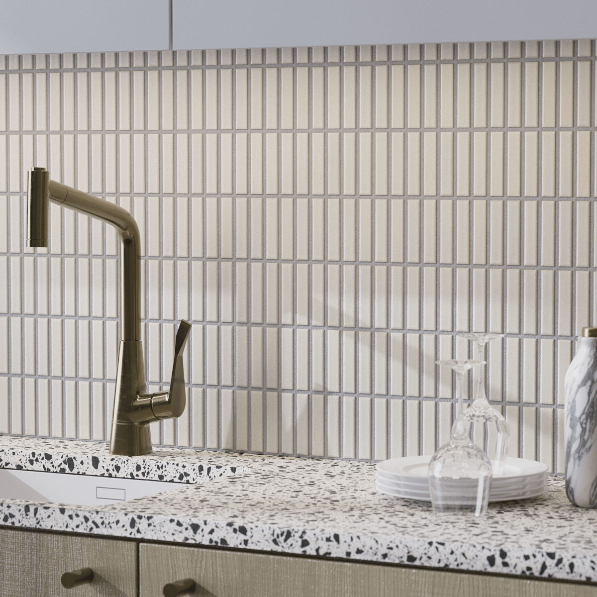 Japanese ceramic wall tiles Kogarana - Japanese Porcelain Wall Tile (UAE) in Nordic White from Mittsu Japanese Tiles