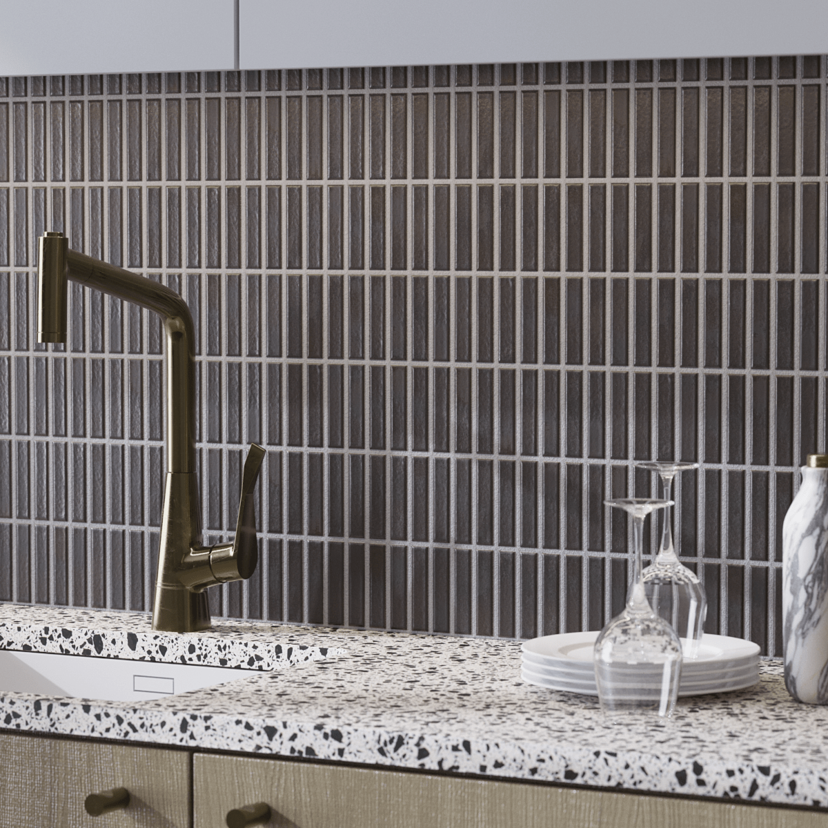 Japanese ceramic wall tiles Kogarana - Japanese Porcelain Wall Tile (UAE) in Black Lava from Mittsu Japanese Tiles