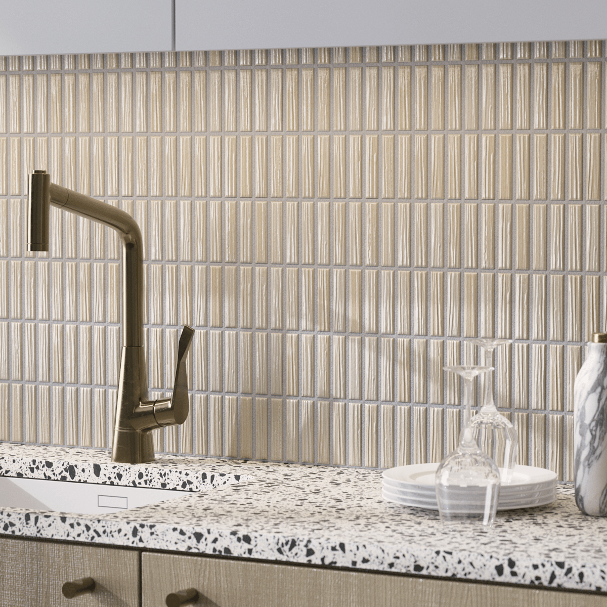 Japanese ceramic wall tiles Kogarana - Japanese Porcelain Wall Tile (UAE) in Suna Beige from Mittsu Japanese Tiles