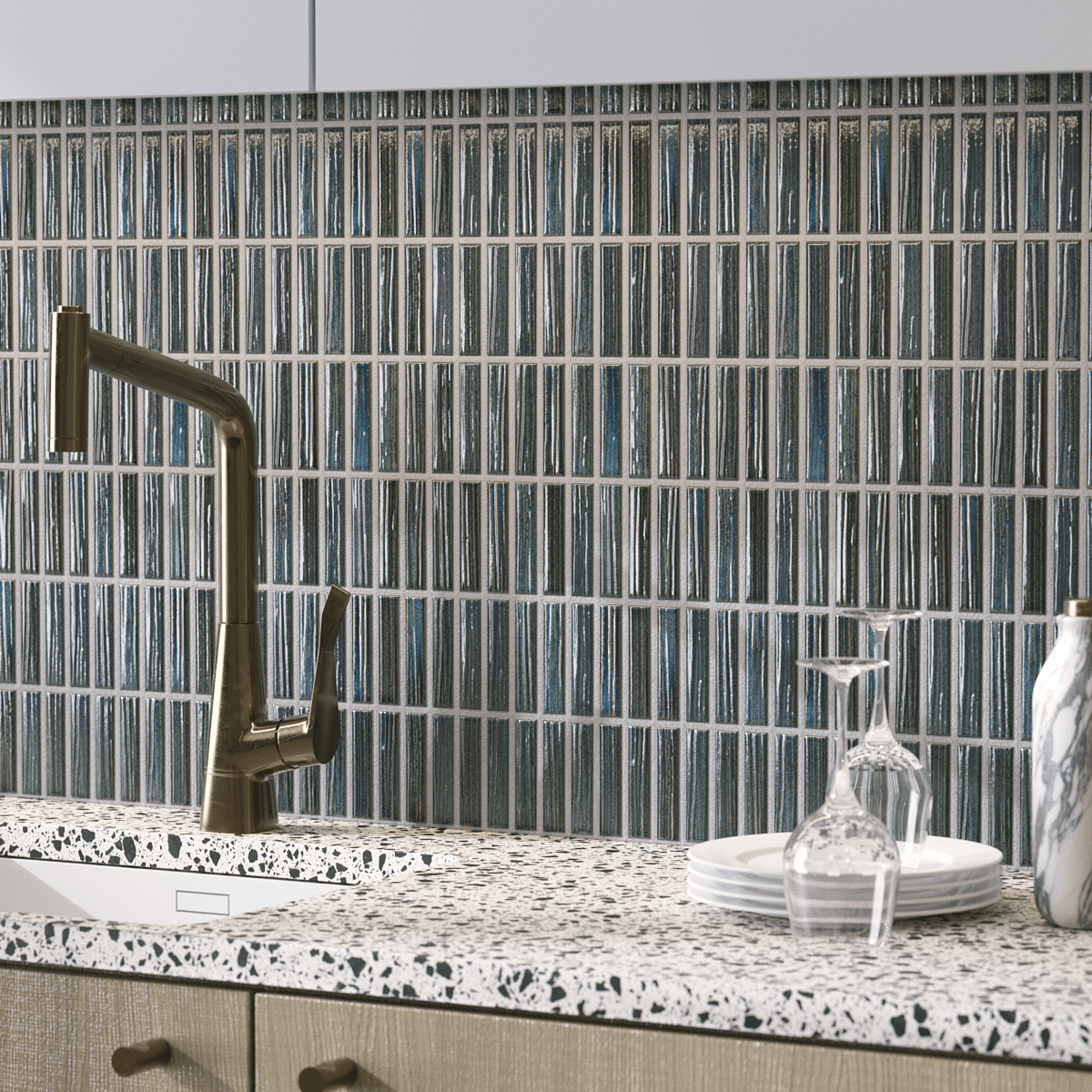 Japanese ceramic wall tiles Kogarana - Japanese Porcelain Wall Tile (UAE) in Kurai from Mittsu Japanese Tiles