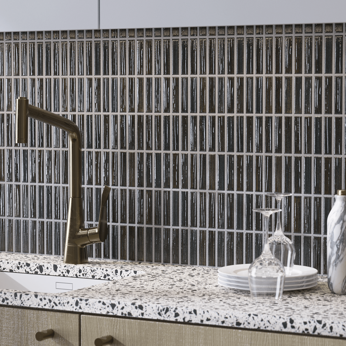 Japanese ceramic wall tiles Kogarana - Japanese Porcelain Wall Tile (UAE) in Storm from Mittsu Japanese Tiles