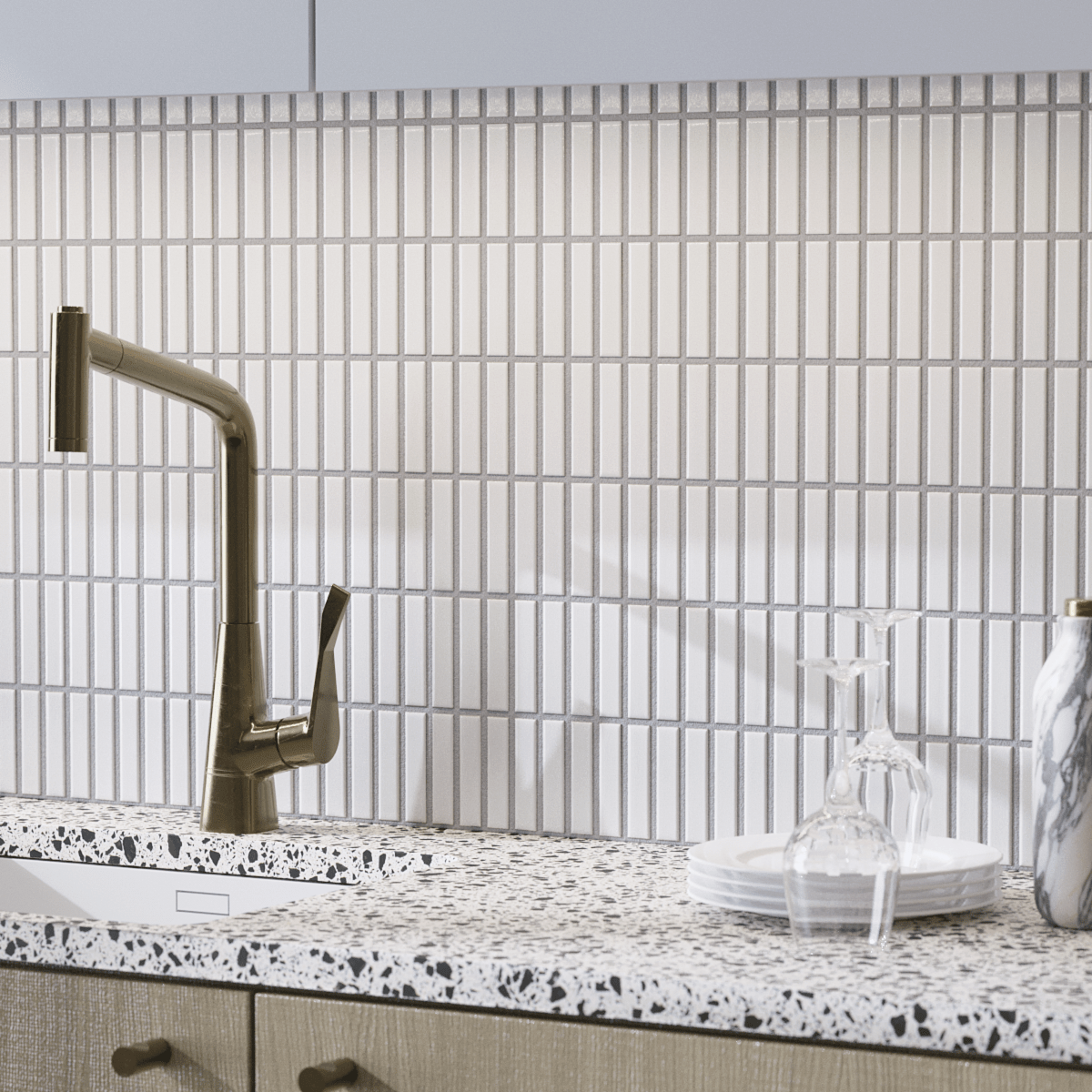 Japanese ceramic wall tiles Kogarana - Japanese Porcelain Wall Tile (UAE) in Gloss White from Mittsu Japanese Tiles