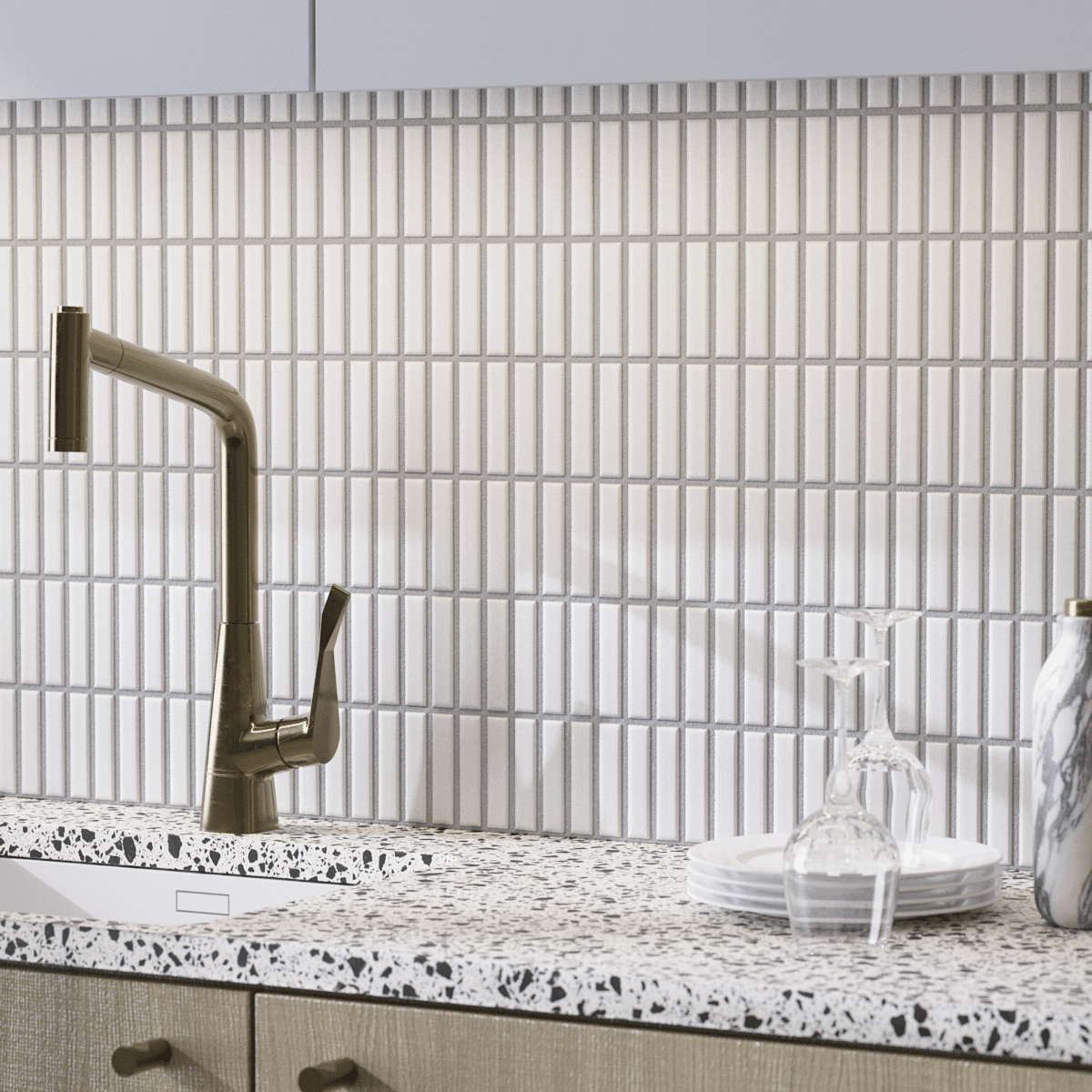Japanese ceramic wall tiles Kogarana - Japanese Porcelain Wall Tile (UAE) in Matt White from Mittsu Japanese Tiles