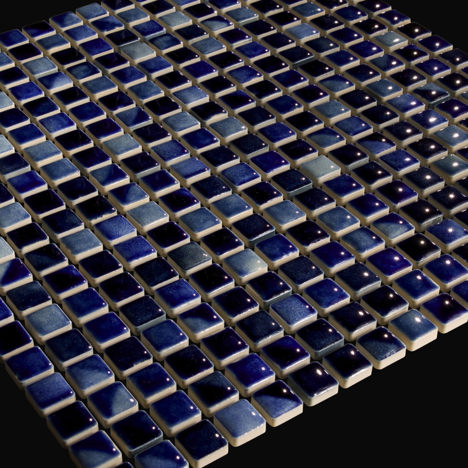 Japanese ceramic wall tiles Komasu Sample in Indigo Blue from Mittsu Japanese Tiles