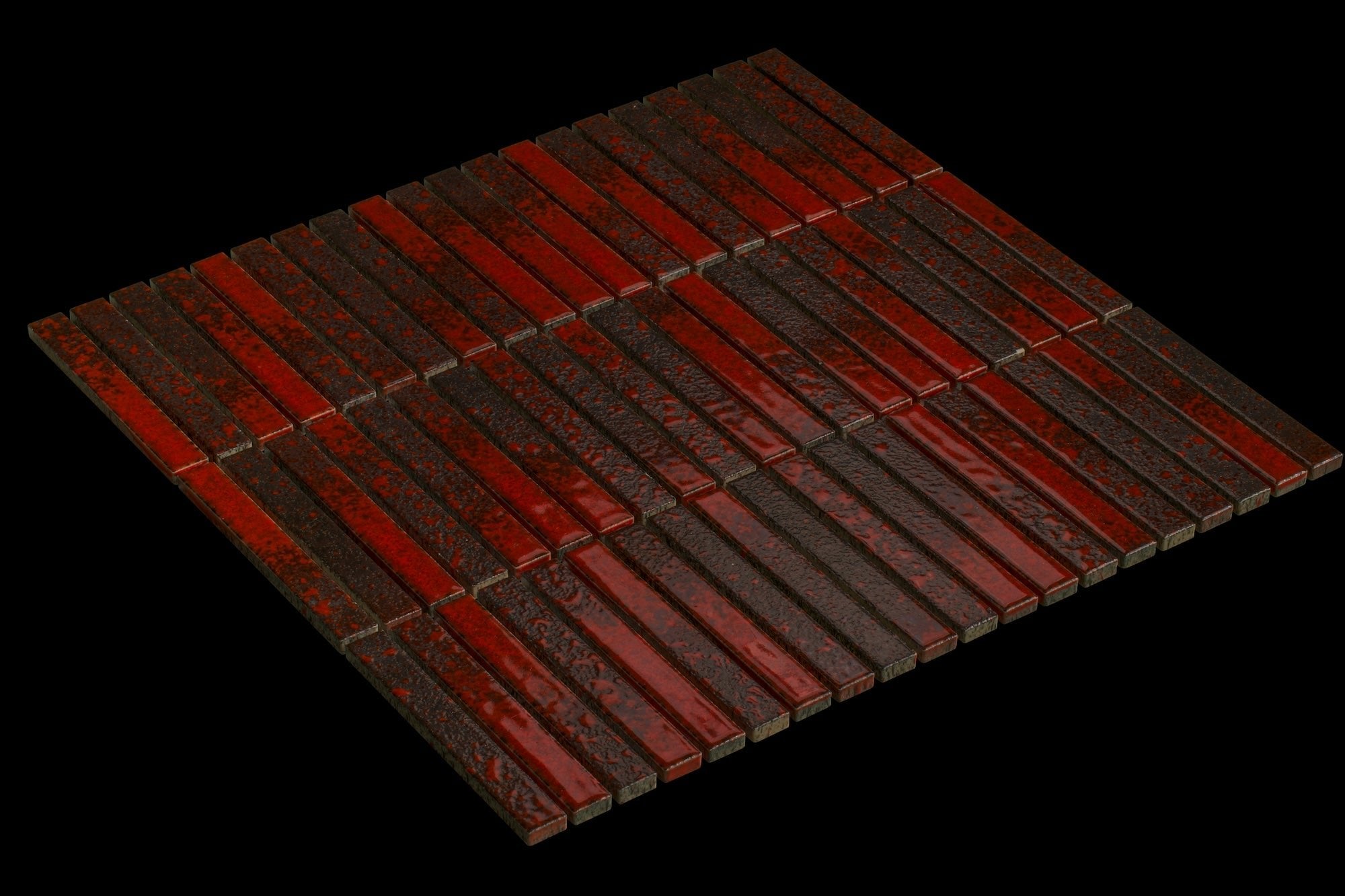 Japanese ceramic wall tiles Yohen Sample - Japanese Porcelain Wall Tile (UAE) in Dark Red Mix from Mittsu Japanese Tiles