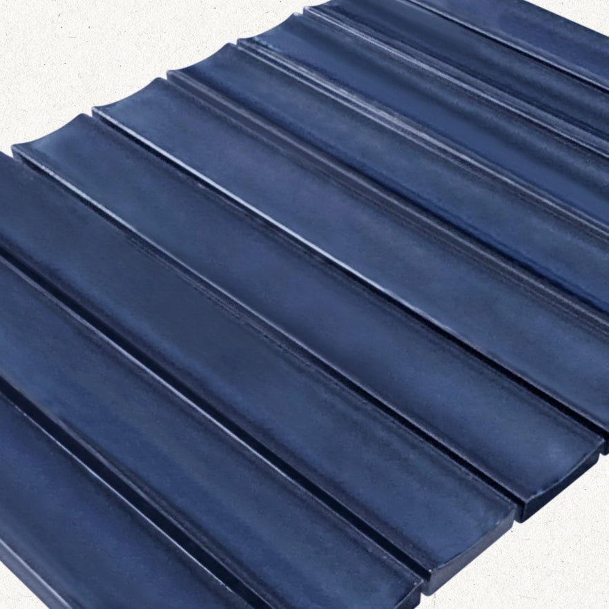Yuki Max Japanese porcelain wall tile in Blue by Mittsu Japanese Tiles