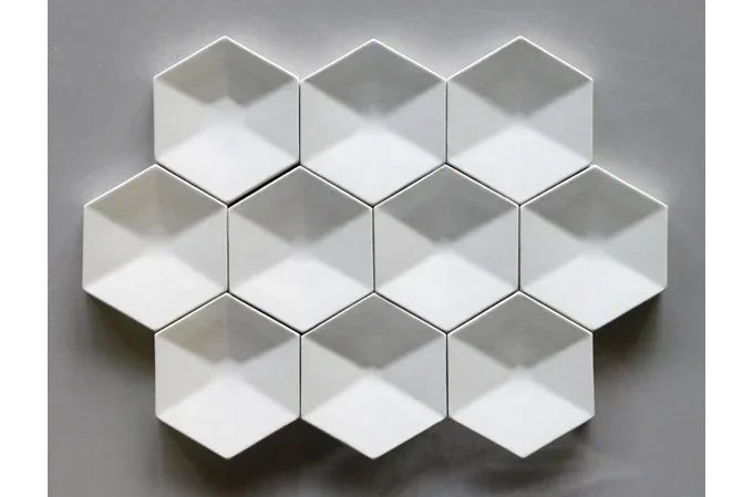 Model Six Japanese tile in White Clay by Mittsu Japanese Tiles