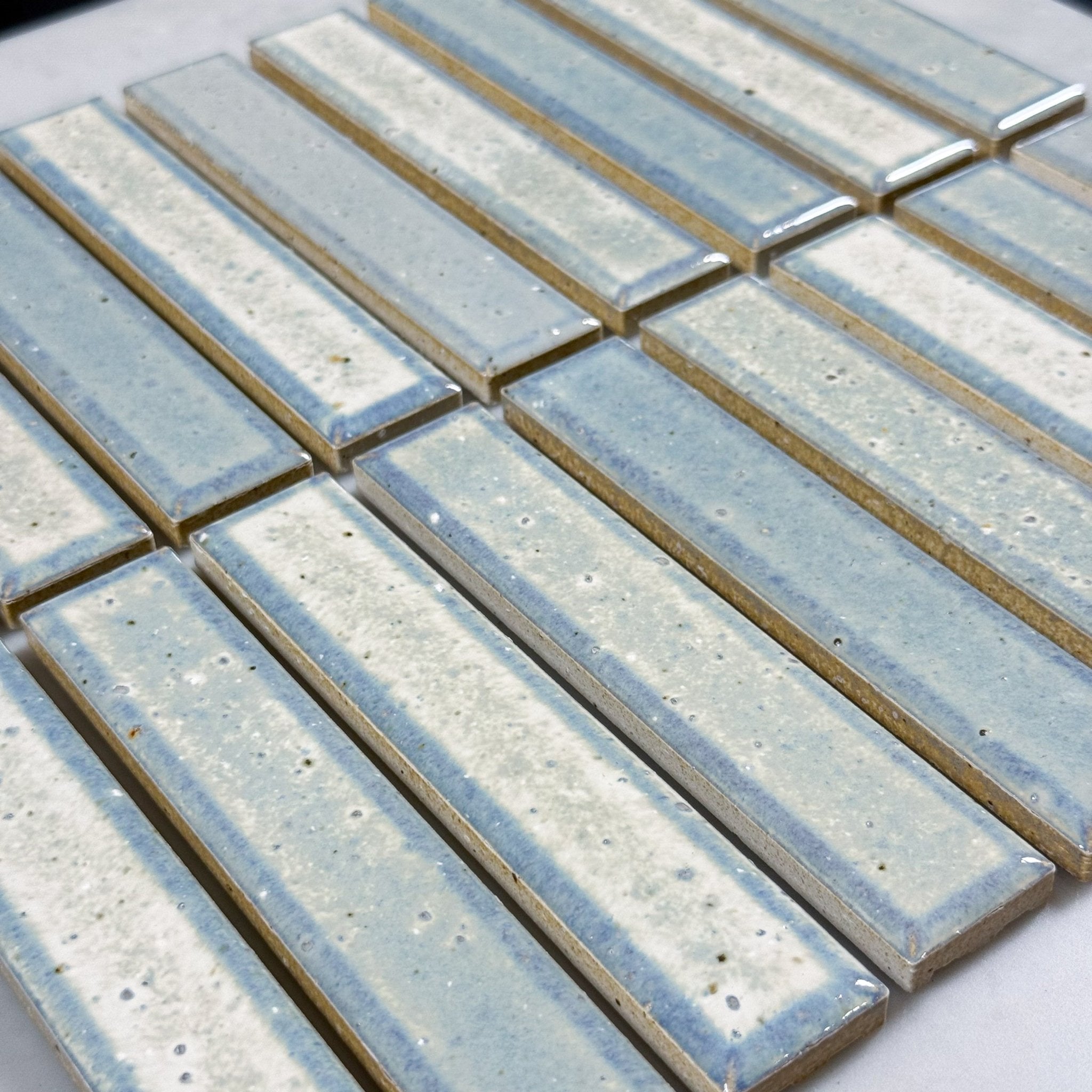 Japanese ceramic wall tiles Nakaba Sample in Ocean Haze from Mittsu Japanese Tiles
