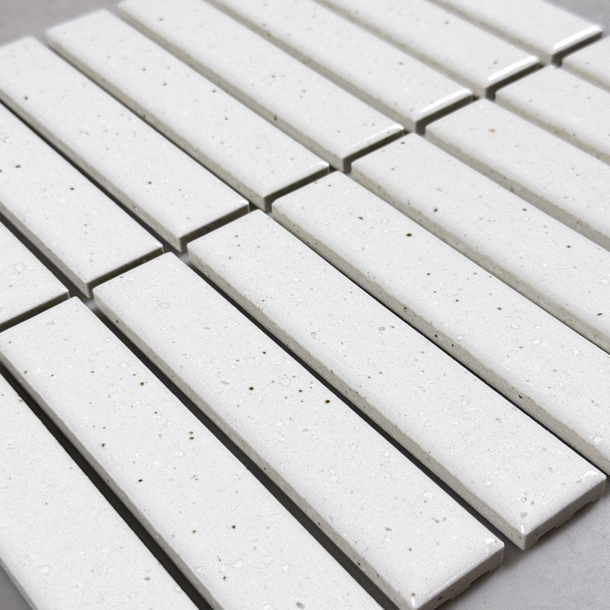 Japanese ceramic wall tiles Nakaba Sample in Speckled White from Mittsu Japanese Tiles