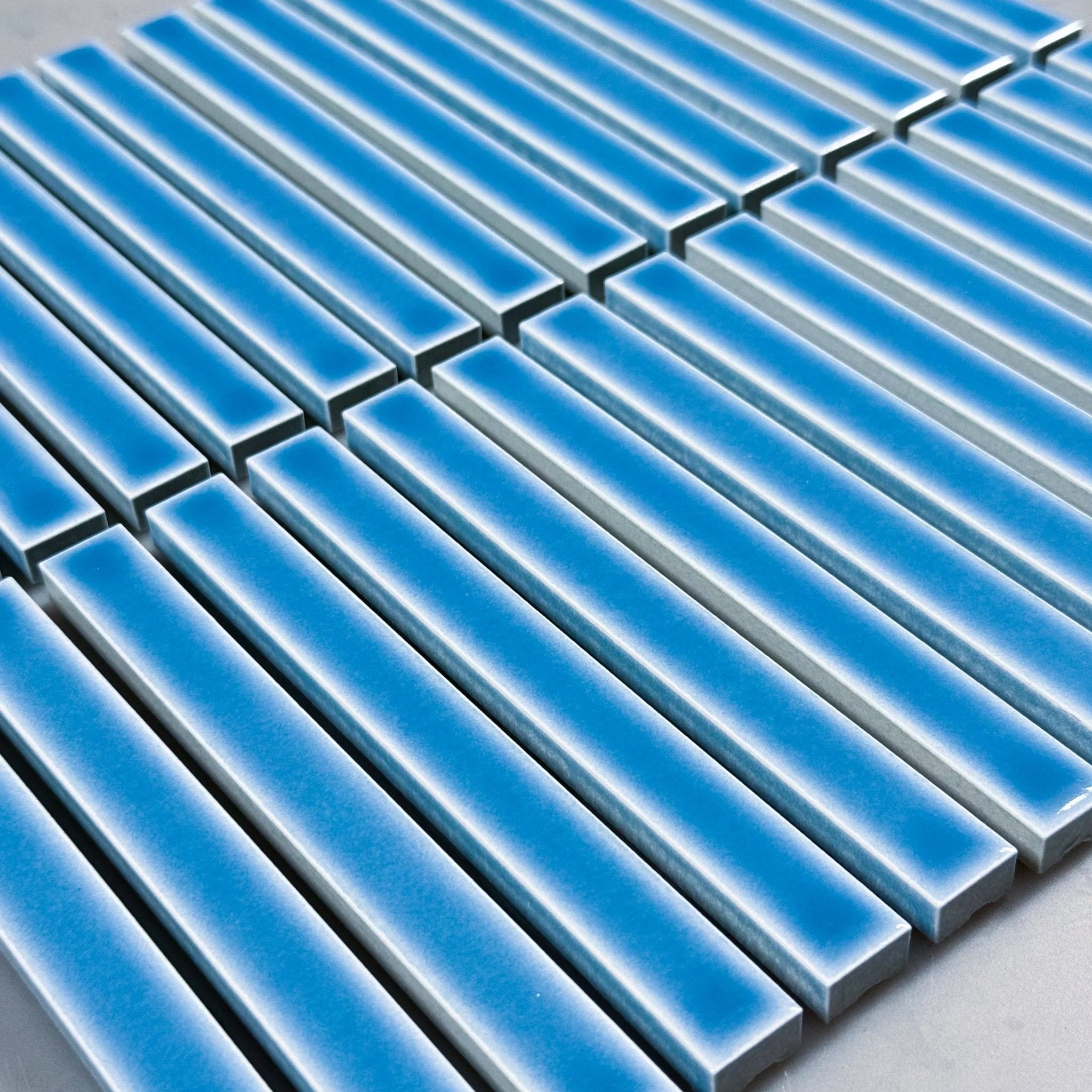 Japanese ceramic wall tiles Nigi Sample in Ao from Mittsu Japanese Tiles