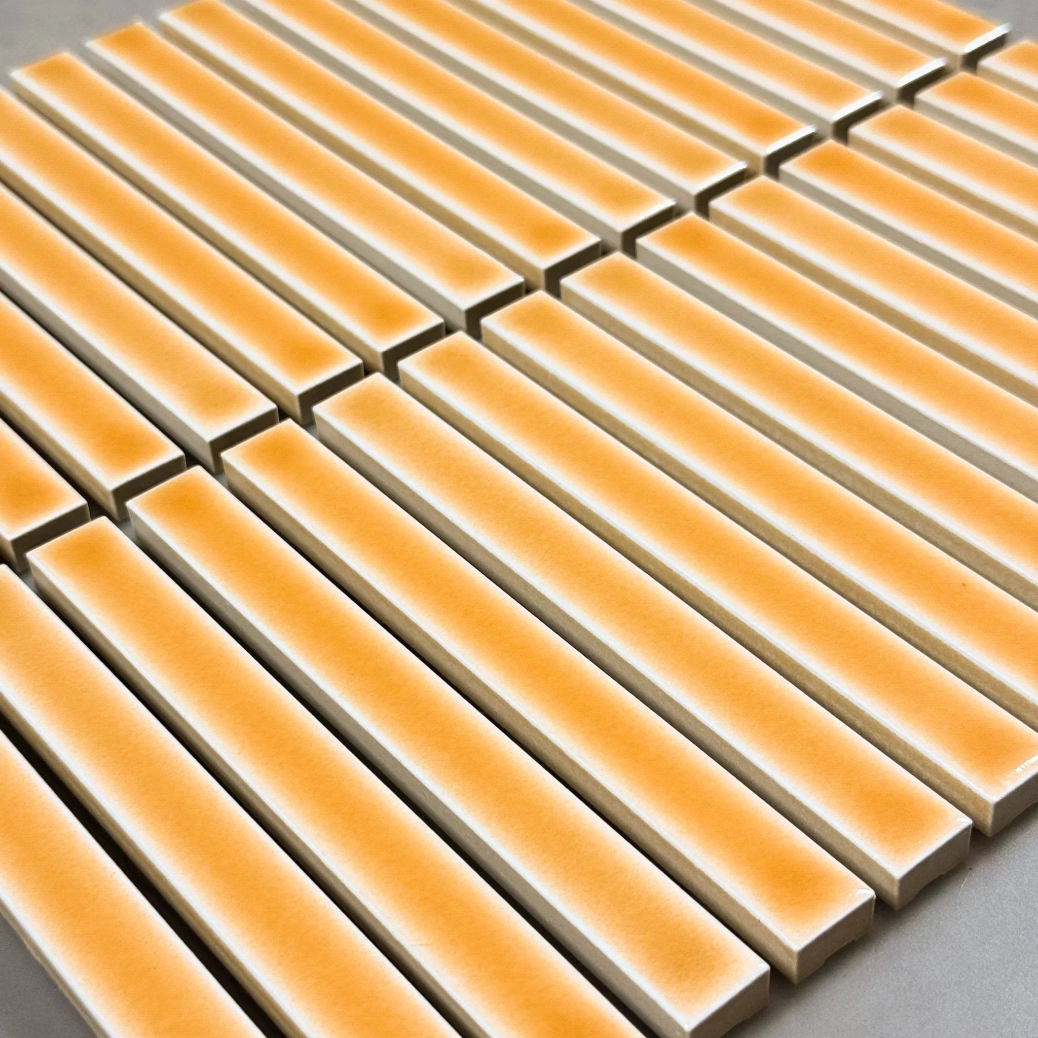 Japanese ceramic wall tiles Nigi Sample in Daidai from Mittsu Japanese Tiles