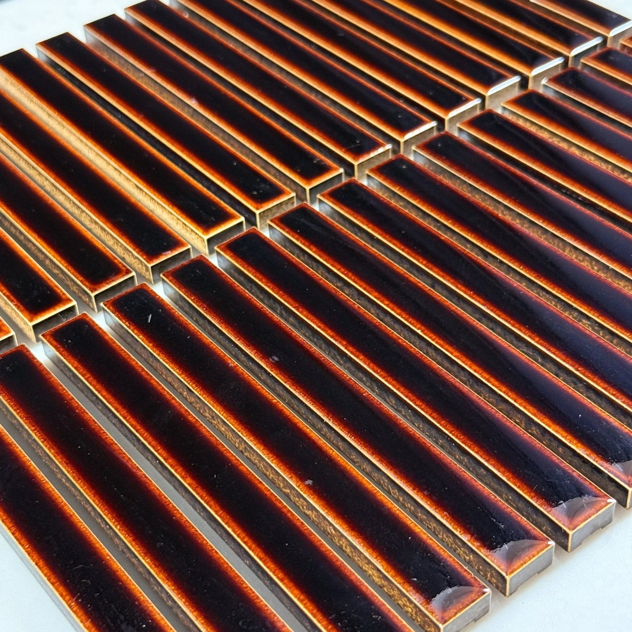 Japanese ceramic wall tiles Nigi Sample in Cha from Mittsu Japanese Tiles