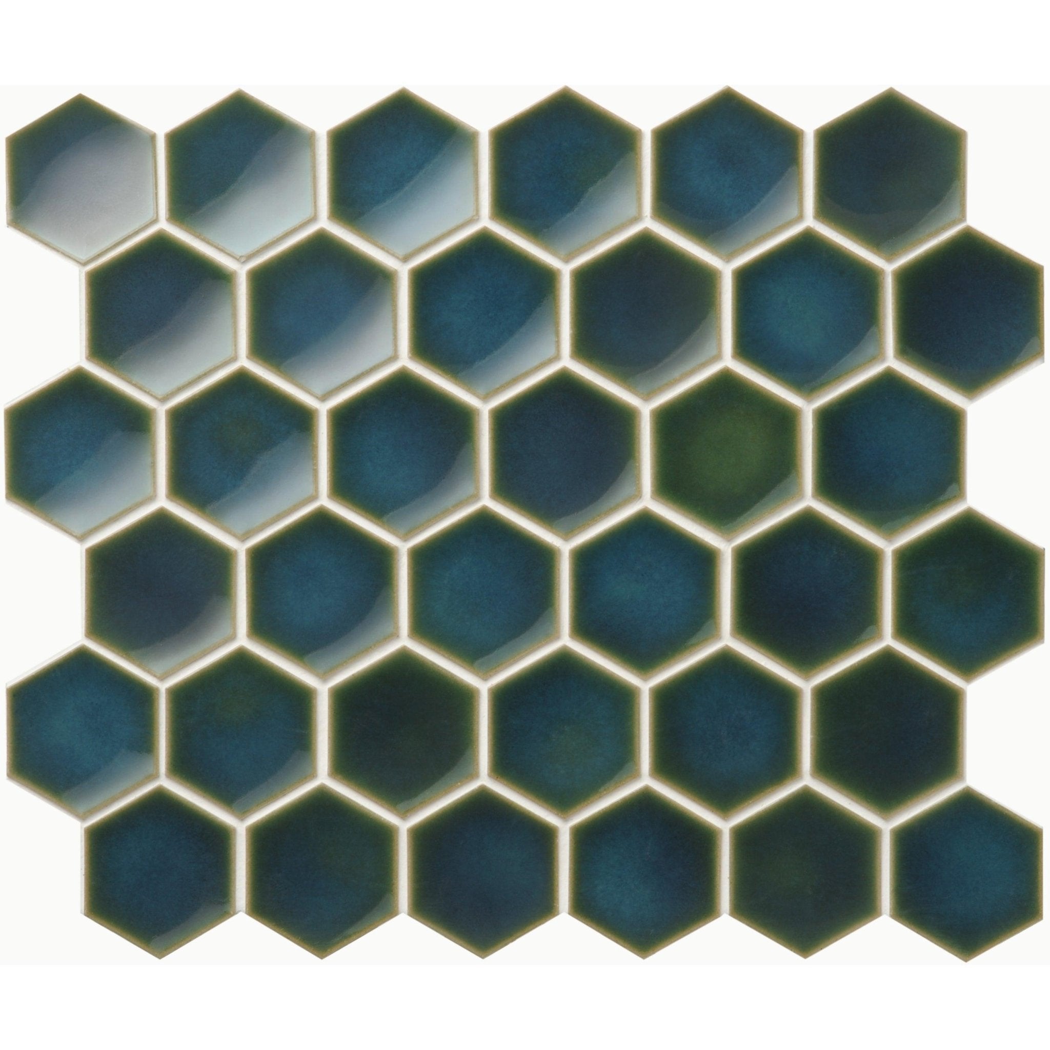 Japanese ceramic wall tiles Roku Sample in Deep Green from Mittsu Japanese Tiles