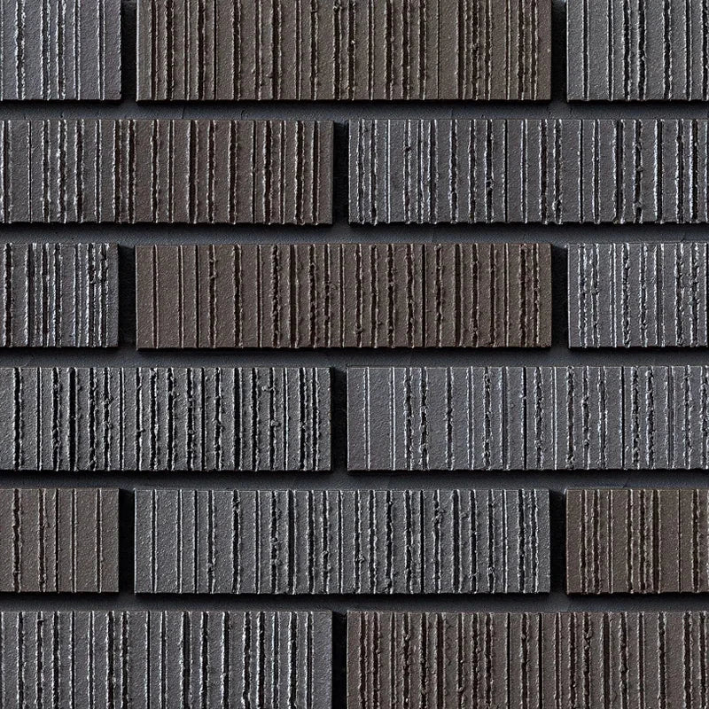 Japanese ceramic wall tiles Sawarabi Sample in Dark Brown Mix from Mittsu Japanese Tiles