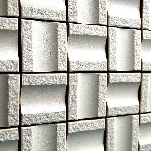 Japanese ceramic wall tiles Steeber Sample in White from Mittsu Japanese Tiles