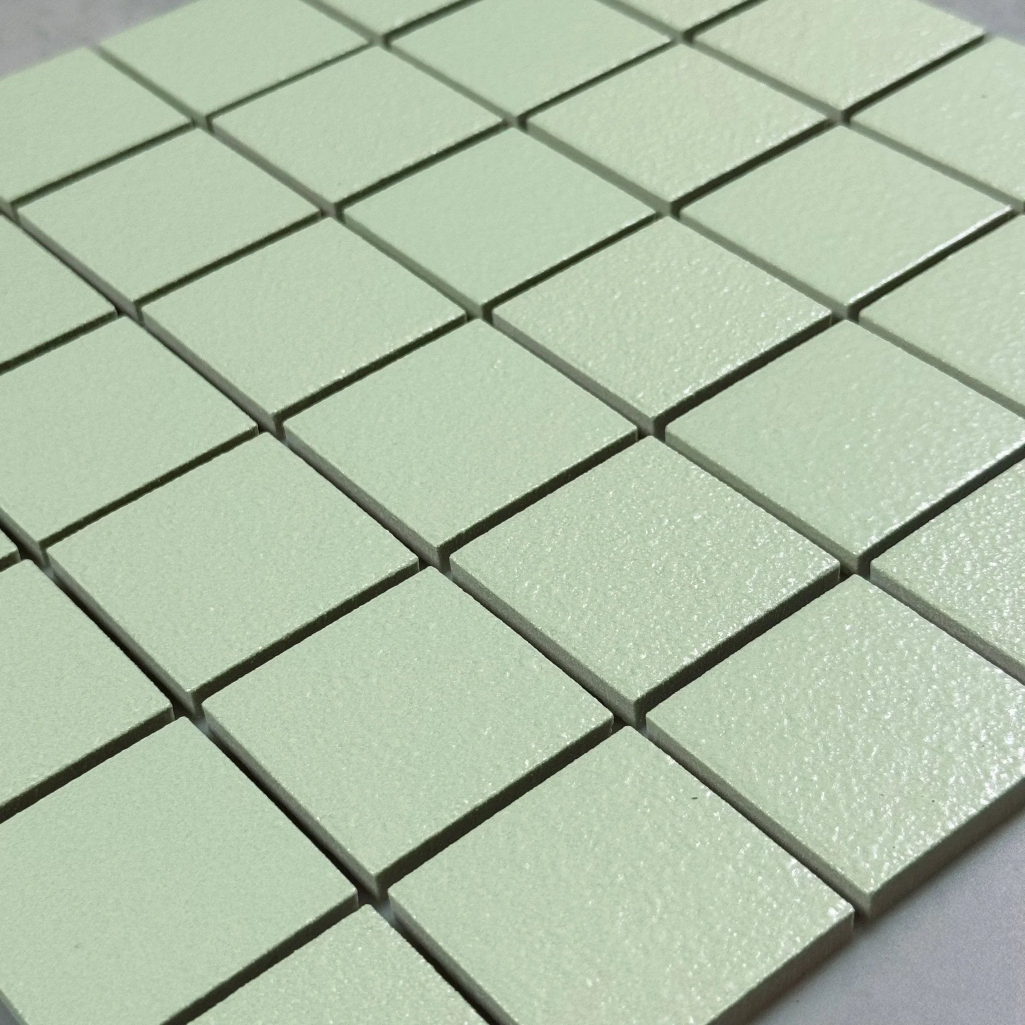Japanese ceramic wall tiles Tanjun Sample in Green from Mittsu Japanese Tiles