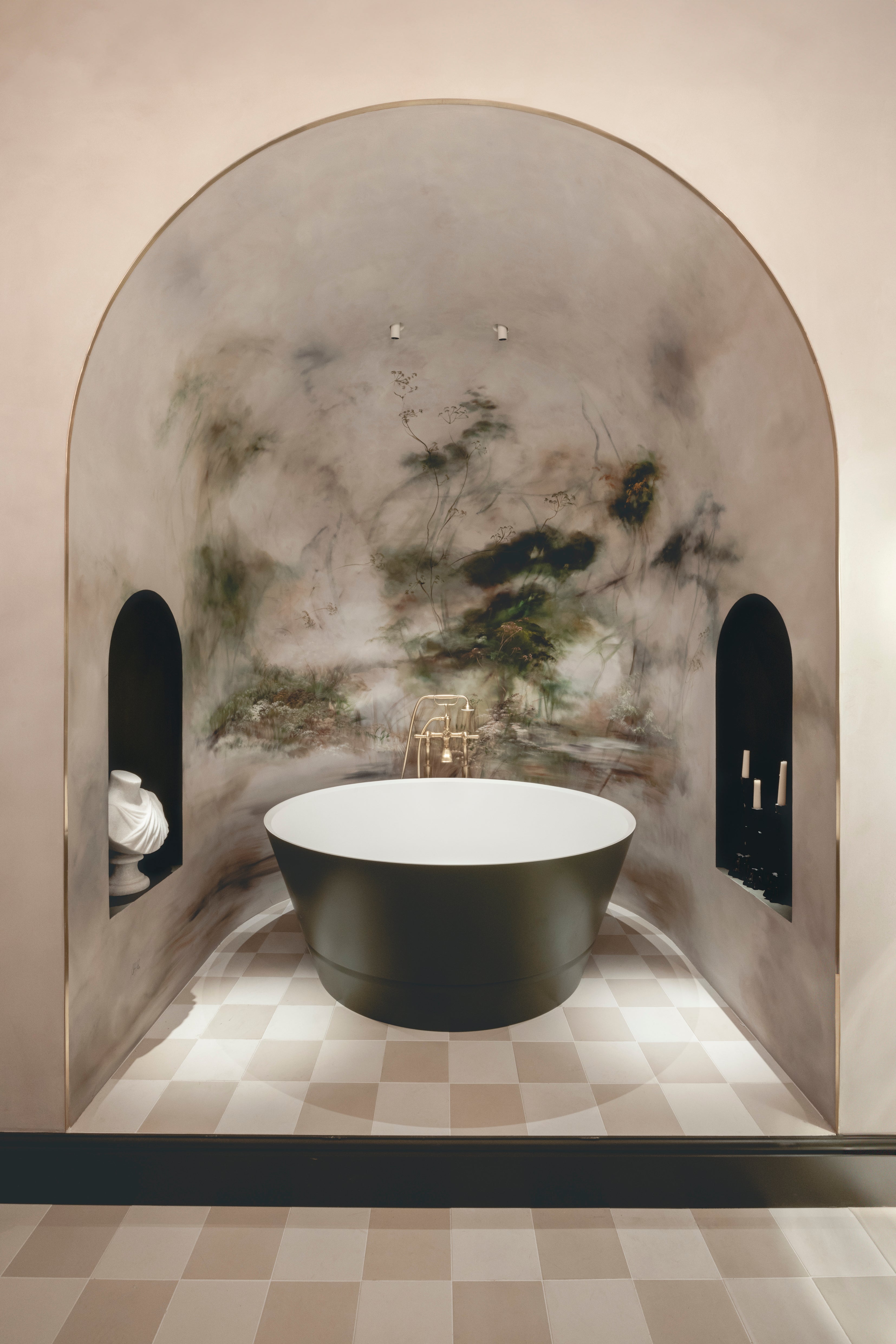 Freestanding bath in the WOW House primary bathroom
