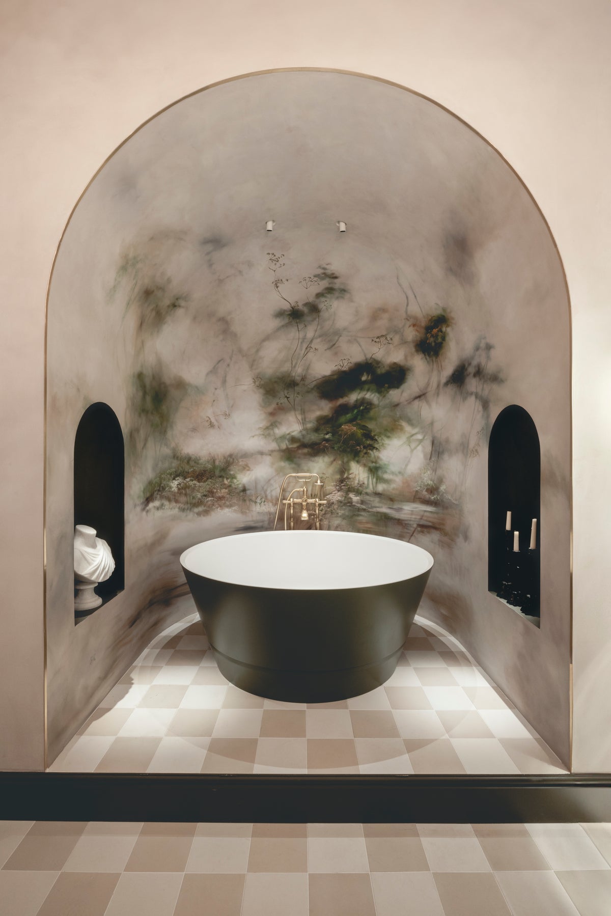 Freestanding bath in the WOW House primary bathroom