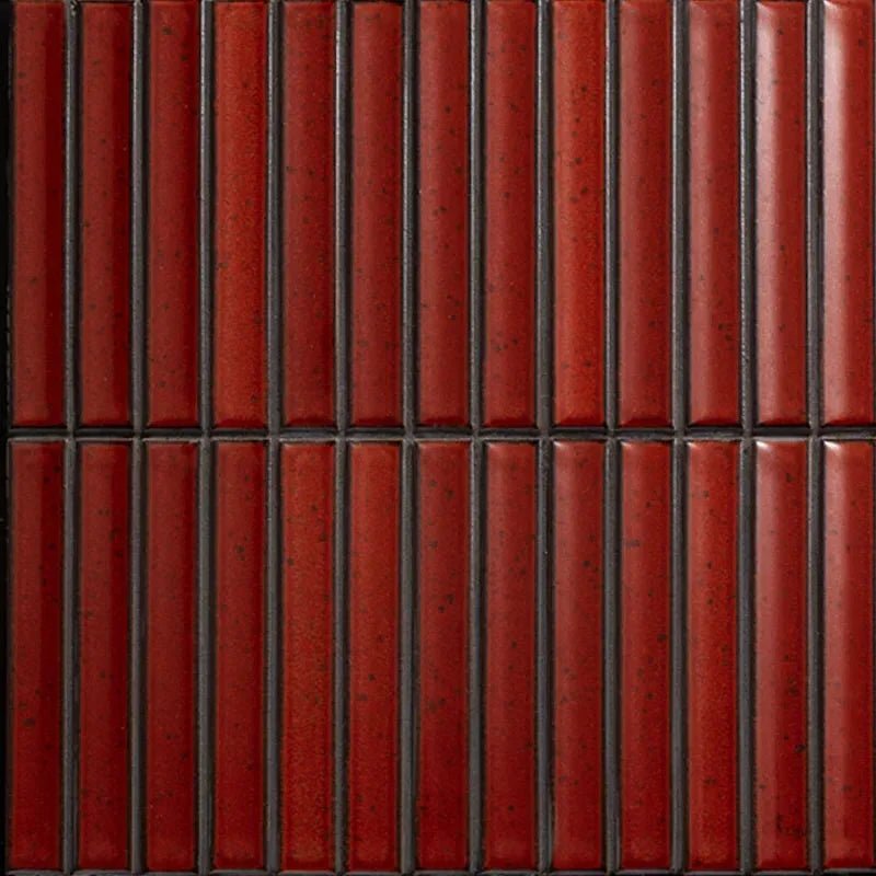 Japanese ceramic wall tiles Yuki Border in Terracotta from Mittsu Japanese Tiles