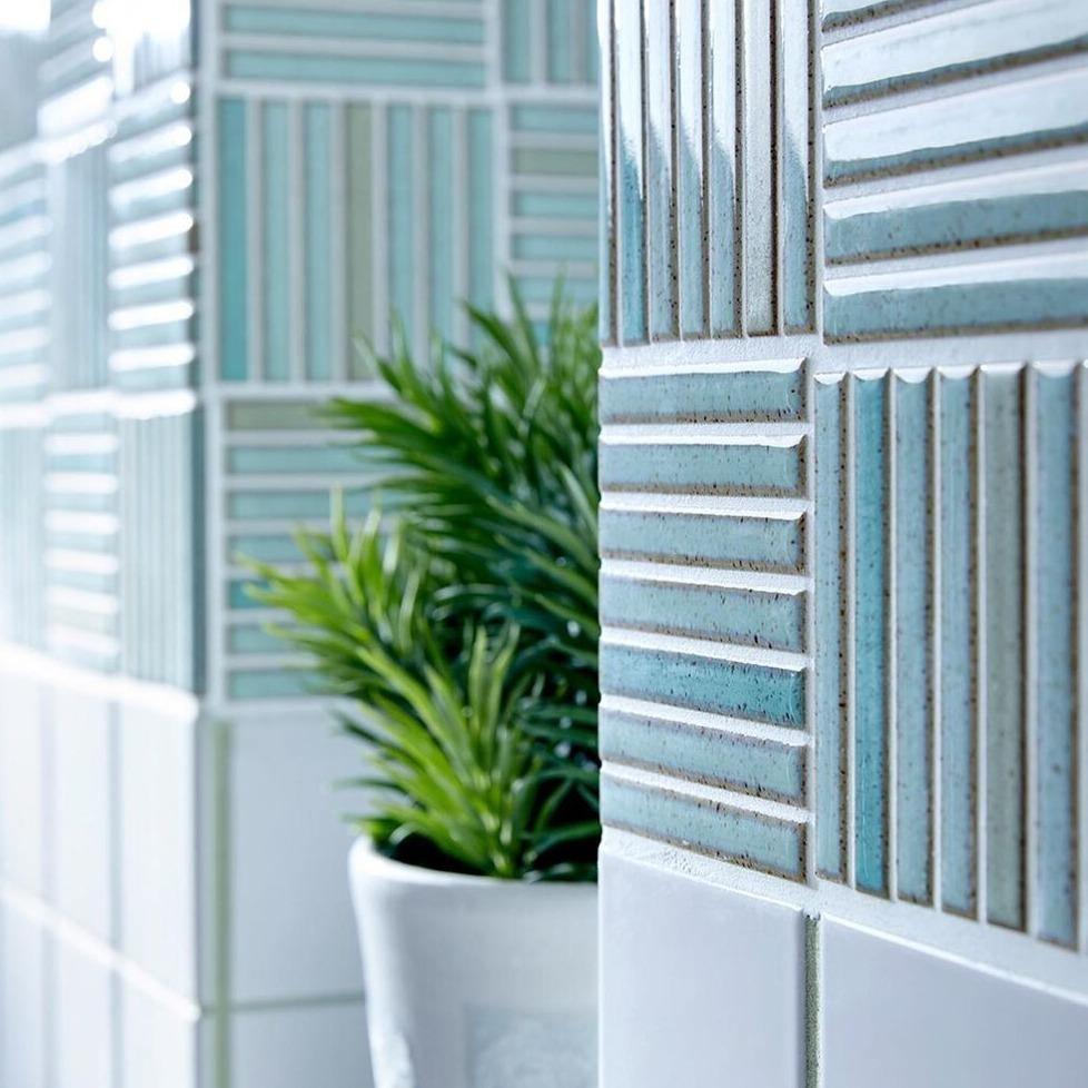 Japanese ceramic wall tiles Yohen Sample in Dark Blue Mix from Mittsu Japanese Tiles