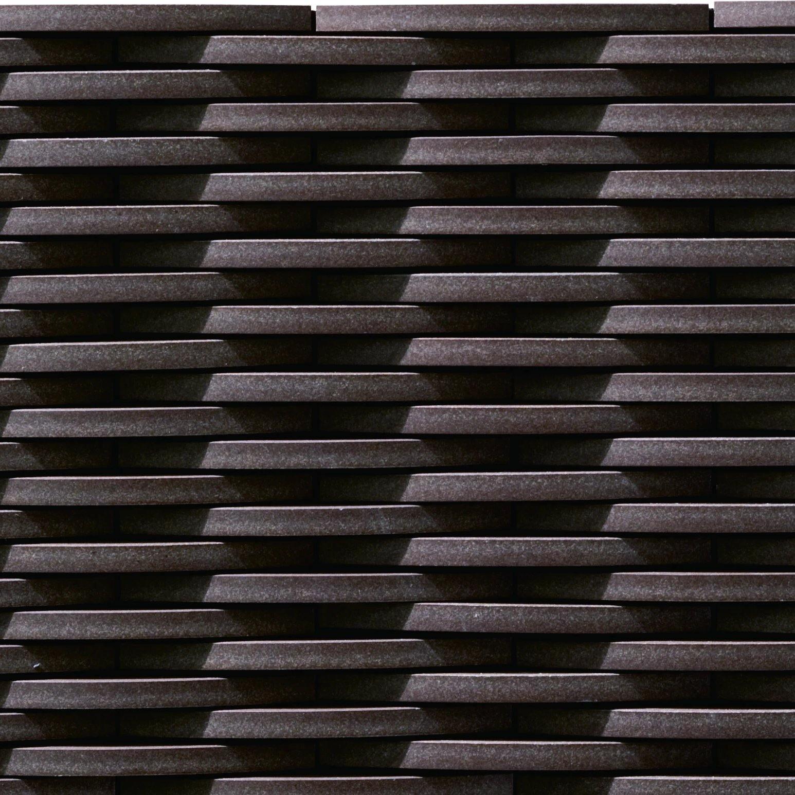 Japanese ceramic wall tiles Crescent Sample in Brown from Mittsu Japanese Tiles