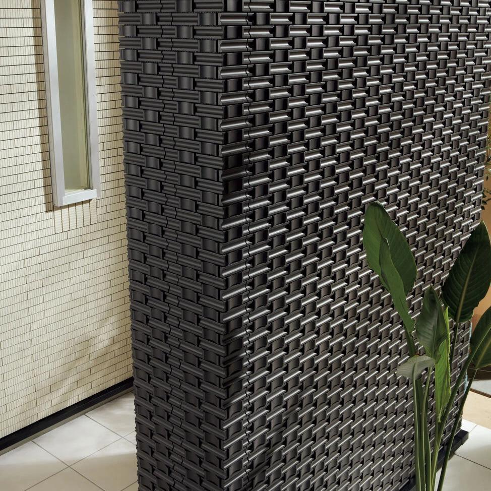 Japanese ceramic wall tiles Crochet Sample in Black from Mittsu Japanese Tiles