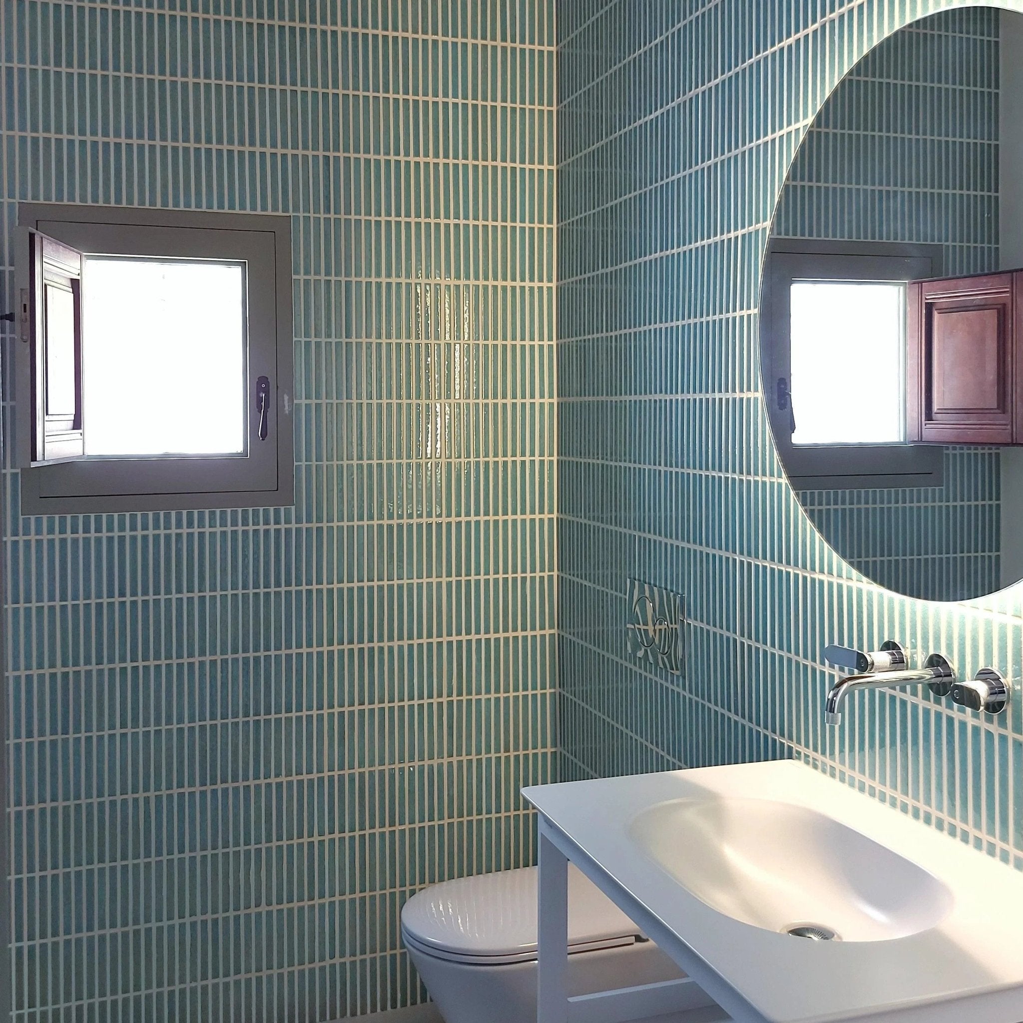 Japanese ceramic wall tiles Kaji Border in Wrought Iron from Mittsu Japanese Tiles