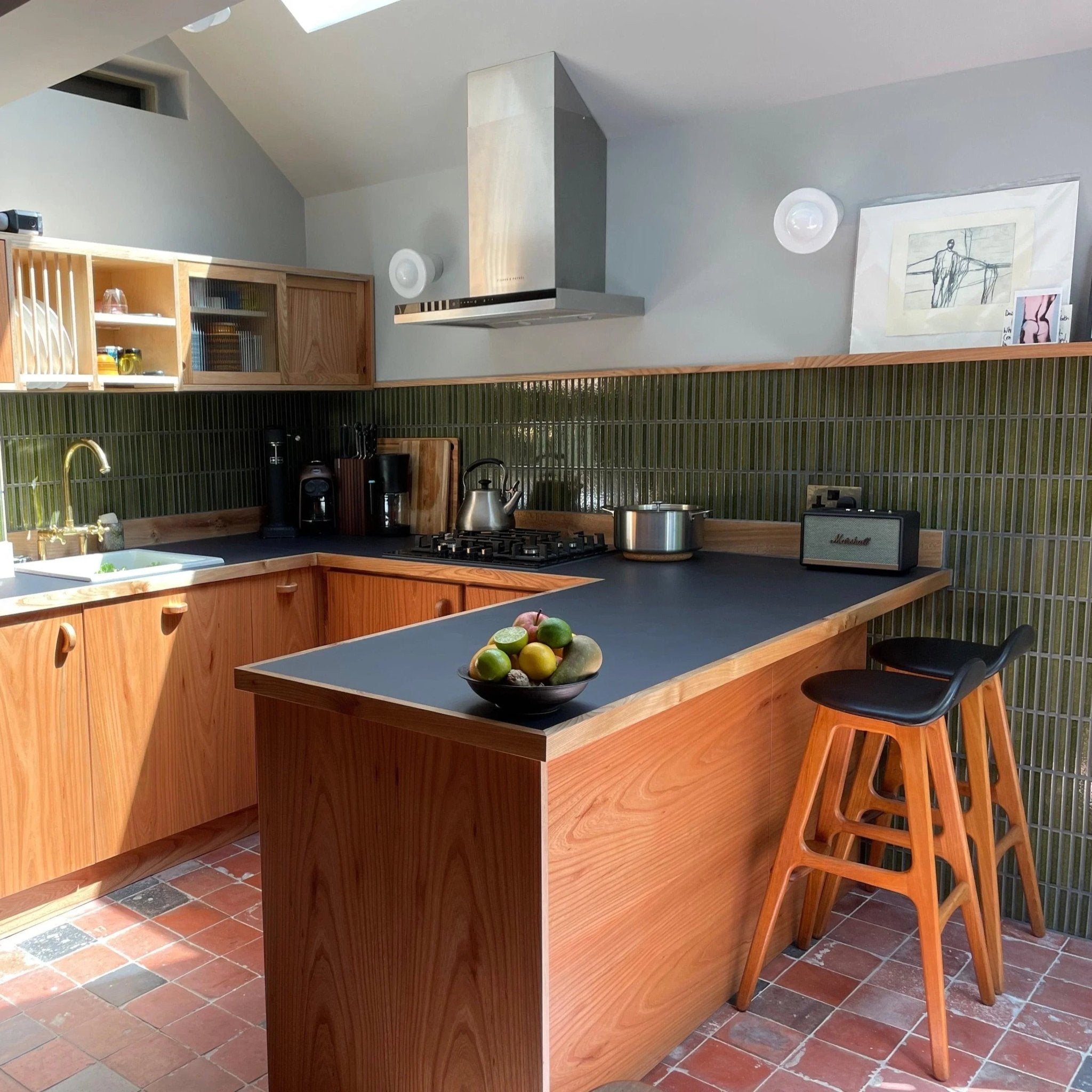 Japanese ceramic wall tiles Kaji Border in Wrought Iron from Mittsu Japanese Tiles