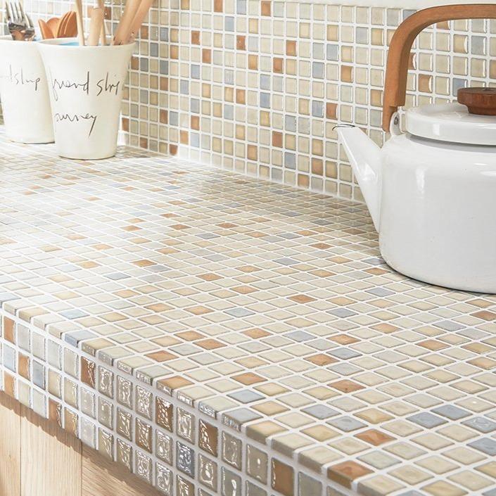 Japanese ceramic wall tiles Kaleido Glaze in White from Mittsu Japanese Tiles