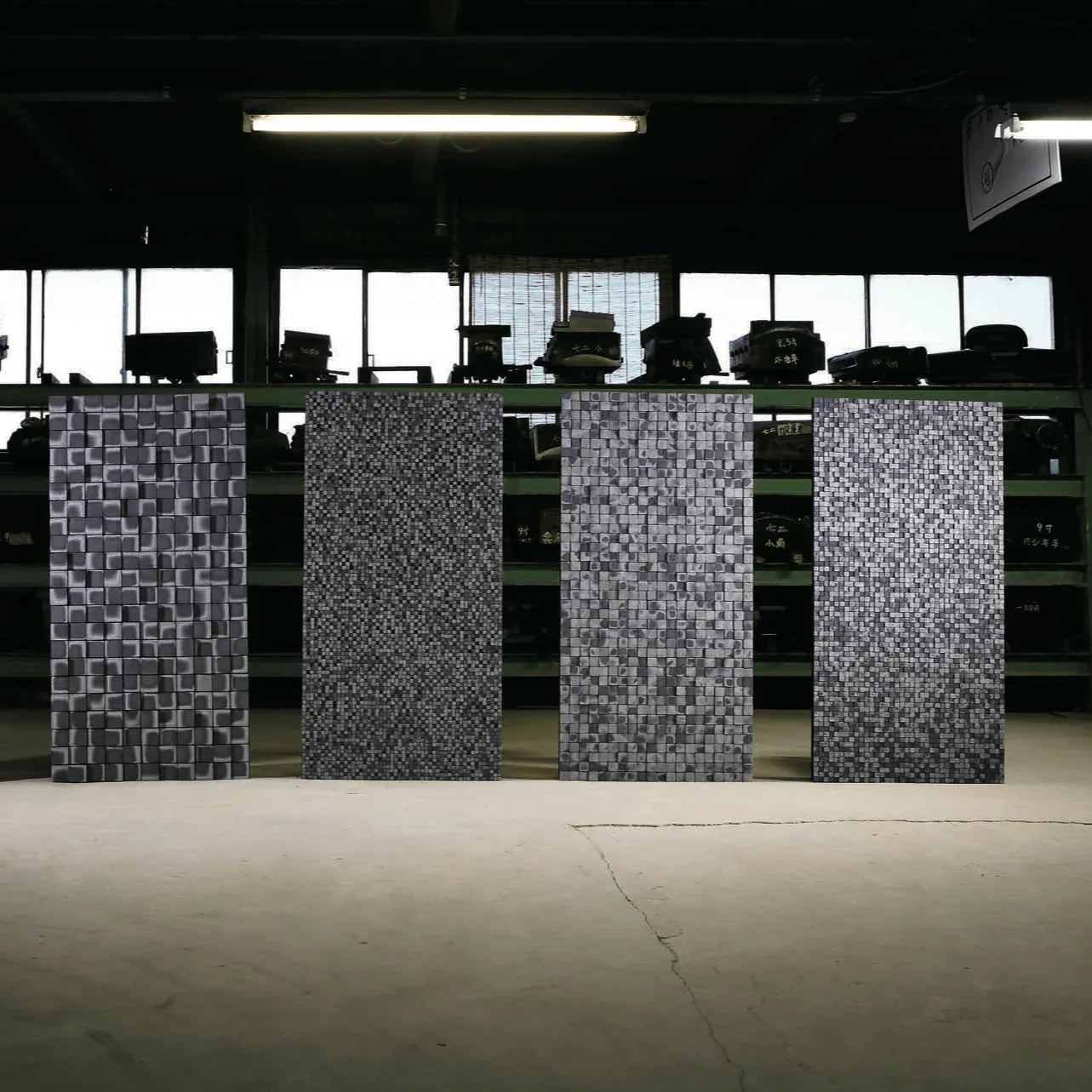 Japanese ceramic wall tiles Koyo Ibushi Arare Sample in Super Small from Mittsu Japanese Tiles