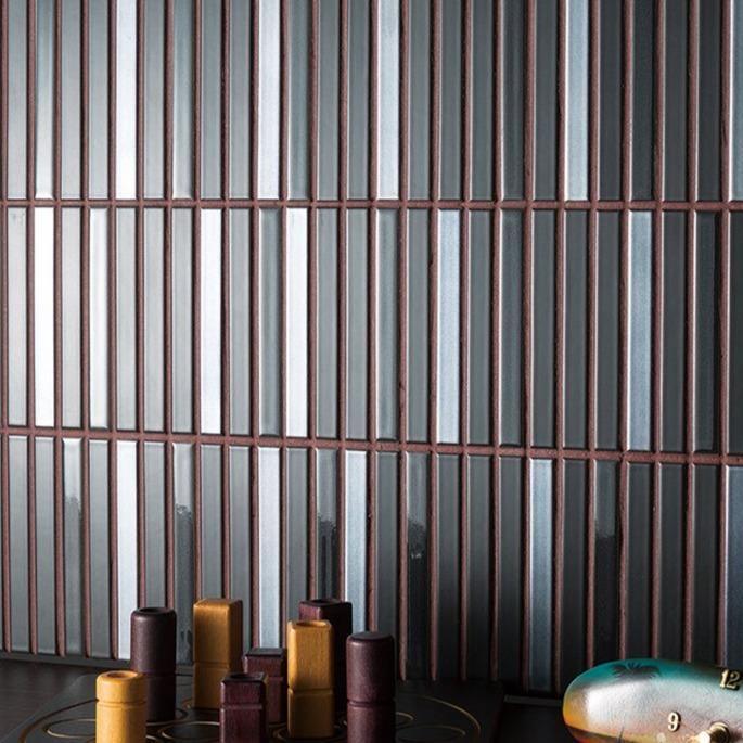 Japanese ceramic wall tiles Lungo Sample in Black Mix from Mittsu Japanese Tiles