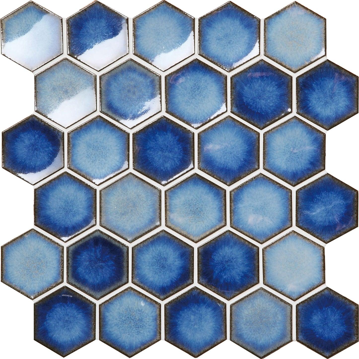 Japanese ceramic wall tiles Roku Sample in Blue from Mittsu Japanese Tiles