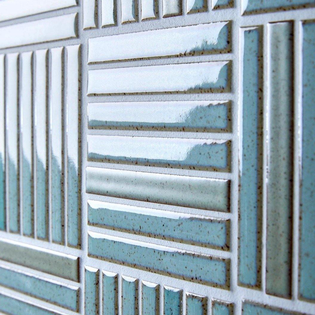 Japanese ceramic wall tiles Yohen Sample in Dark Blue Mix from Mittsu Japanese Tiles