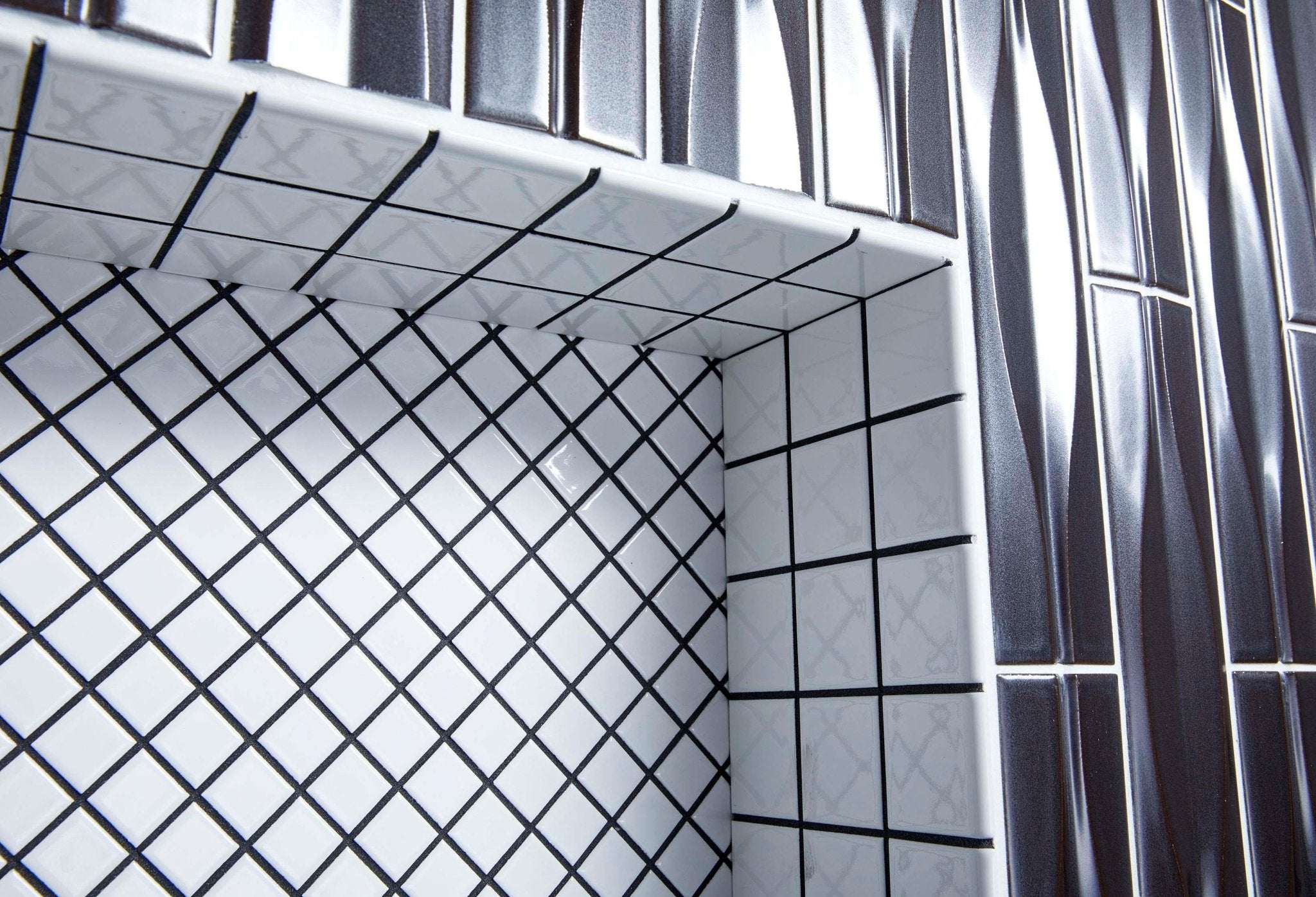 Japanese ceramic wall tiles Yumon in Black from Mittsu Japanese Tiles
