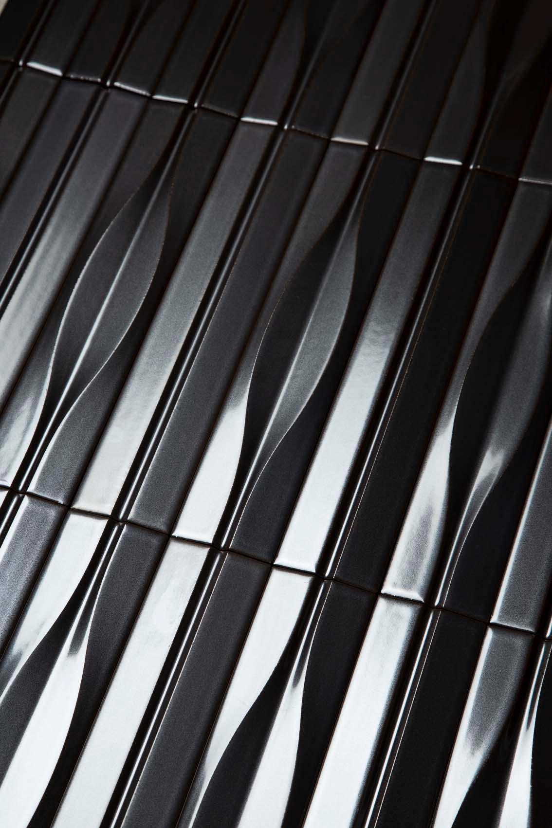 Japanese ceramic wall tiles Yumon in Black from Mittsu Japanese Tiles