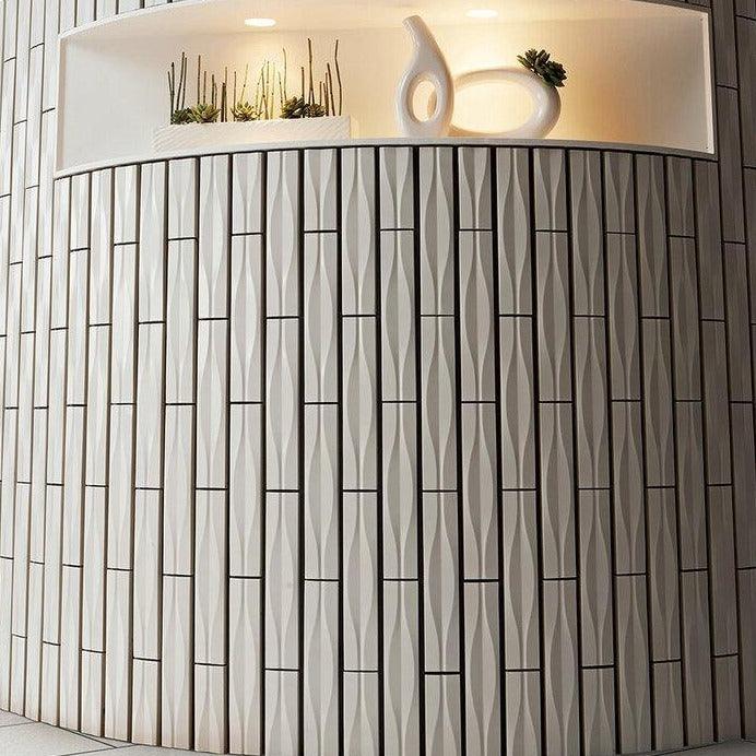 Japanese ceramic wall tiles Yumon Sample in White from Mittsu Japanese Tiles