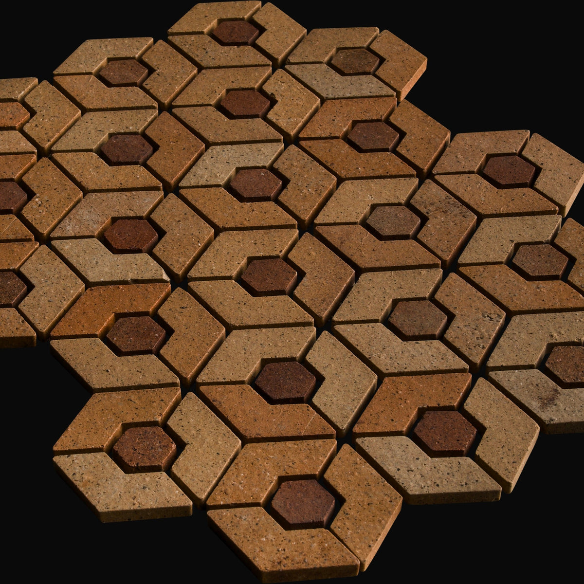 Aya Tortoiseshell Mount Japanese porcelain mosaic in Ochre and Umber