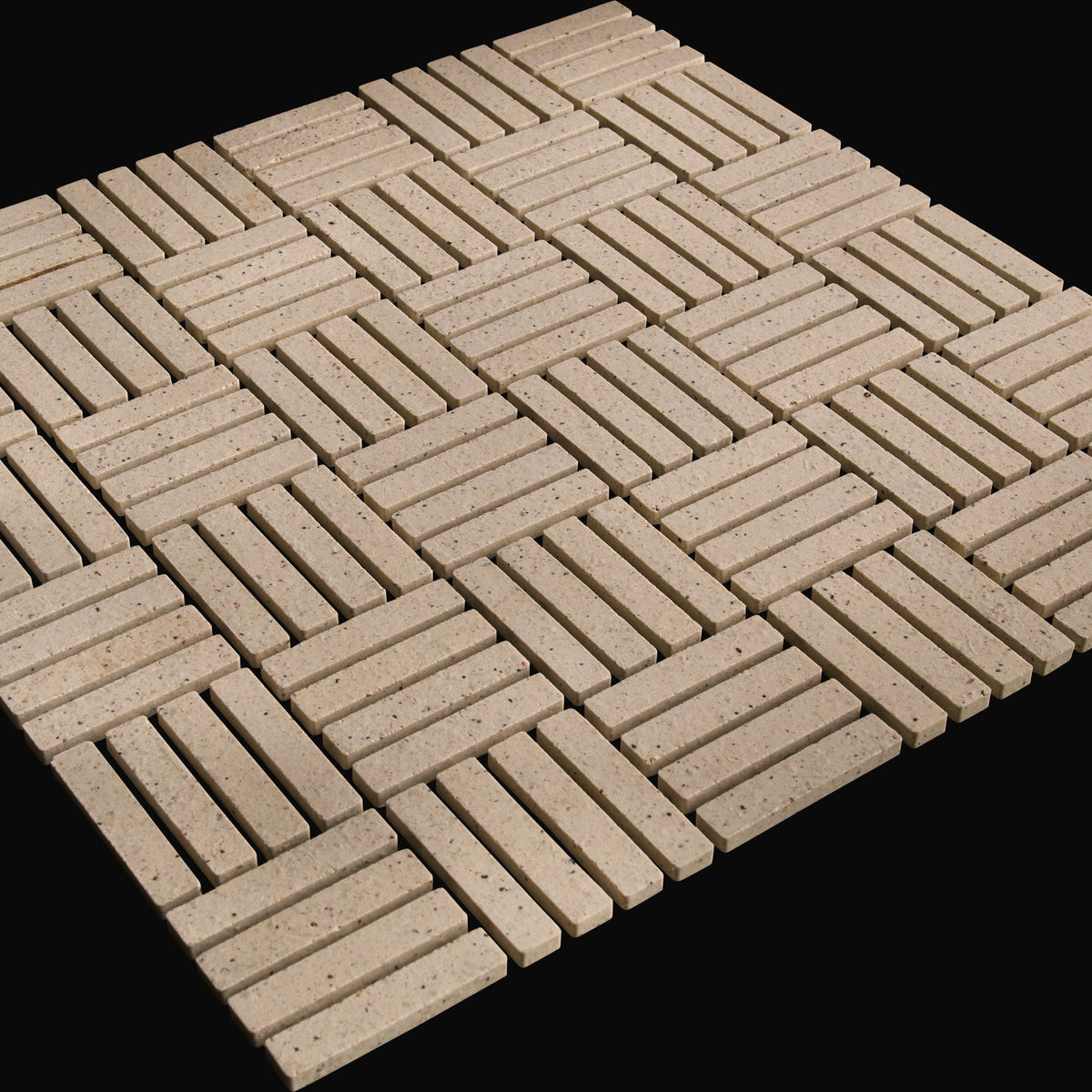 Aya Border Basket Weave Japanese porcelain mosaic wall tile in Chalk – Mittsu Japanese Tiles