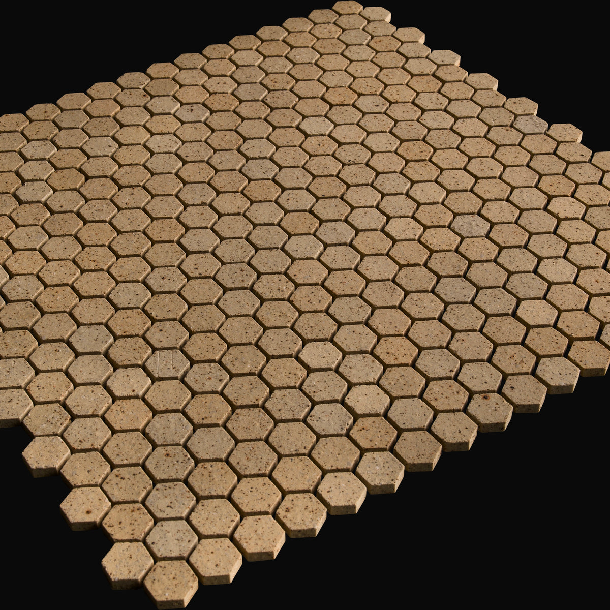 Aya Hex Japanese porcelain mosaic wall tile in Sand – Mittsu Japanese Tiles