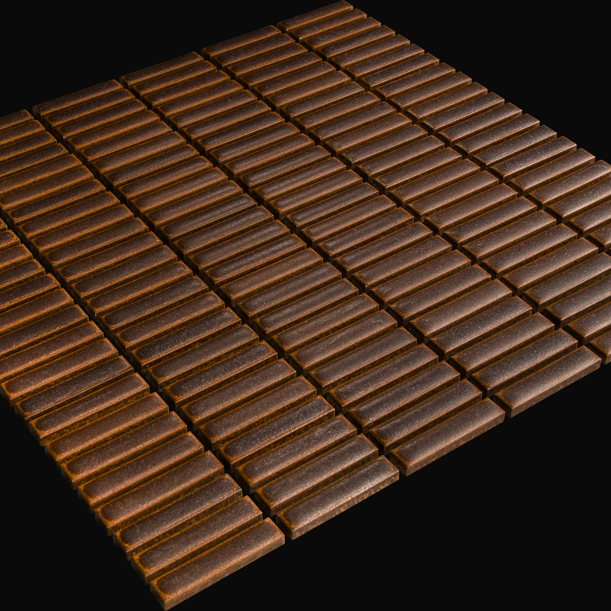 Iro Border Japanese porcelain mosaic wall tile in Burnished Bronze – Mittsu Japanese Tiles