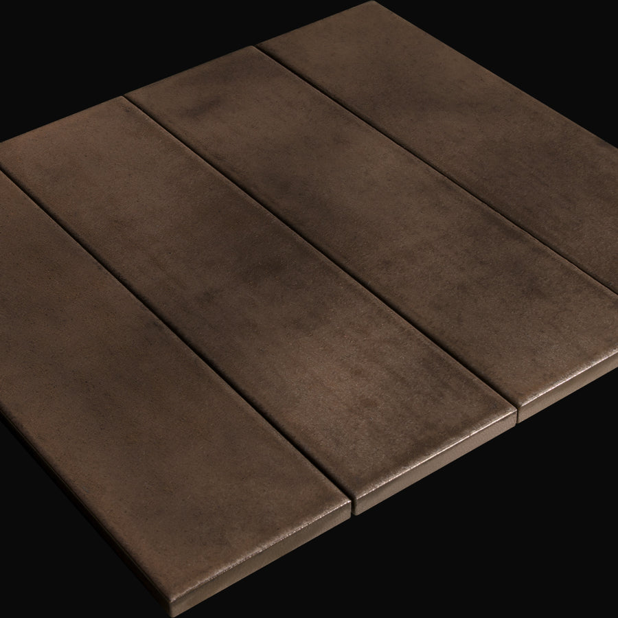 Metal Brick Japanese porcelain wall tile in Bronze – Mittsu Japanese Tiles