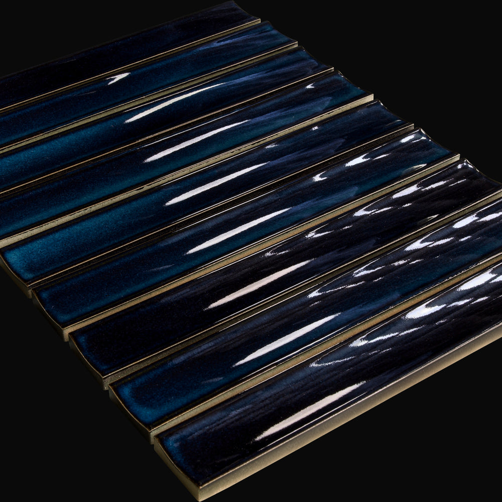 Sabi Concave Japanese porcelain wall tile in Indigo Pearl – Mittsu Japanese Tiles