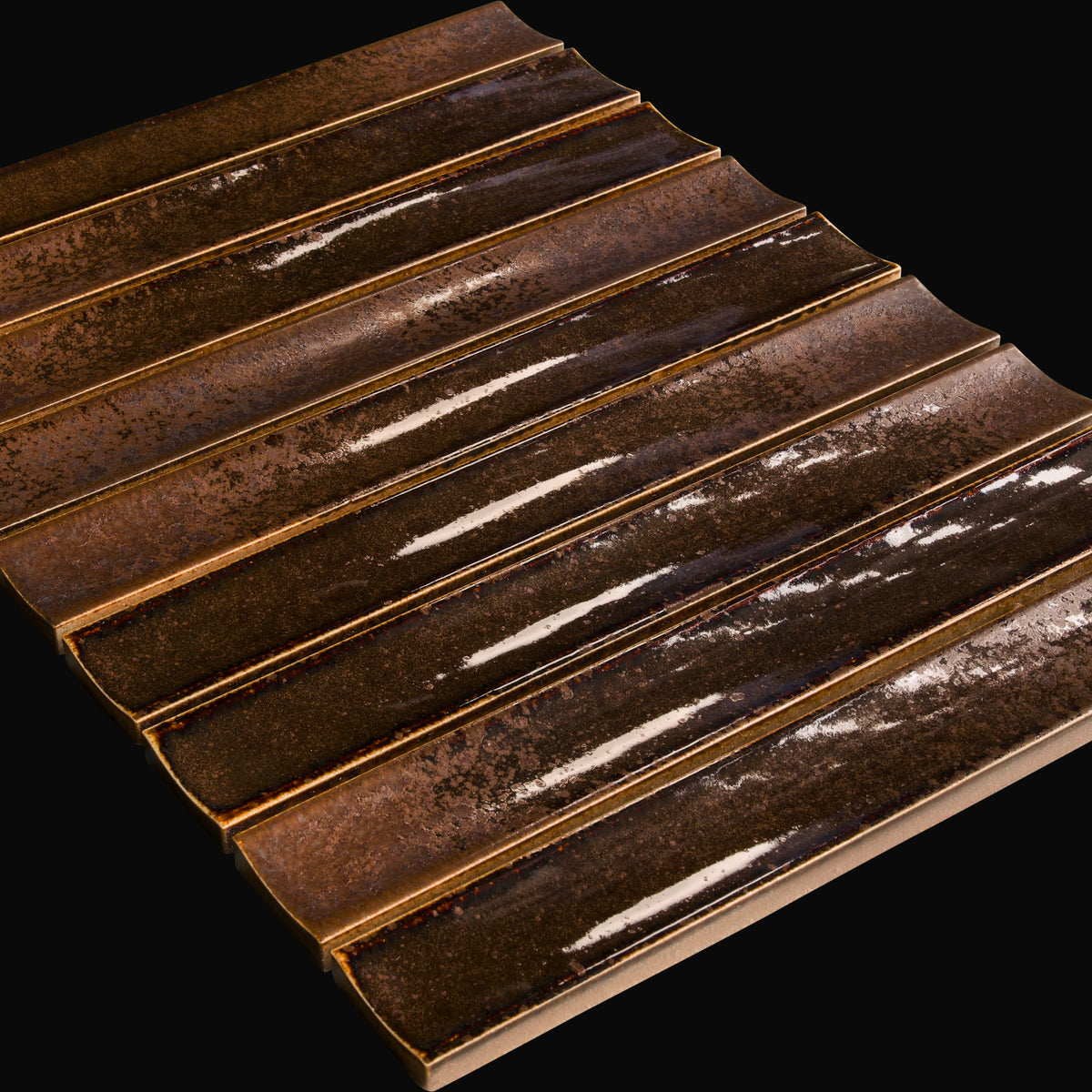 Sabi Concave Japanese porcelain wall tile in Twilight Earth – Mittsu Japanese Tiles