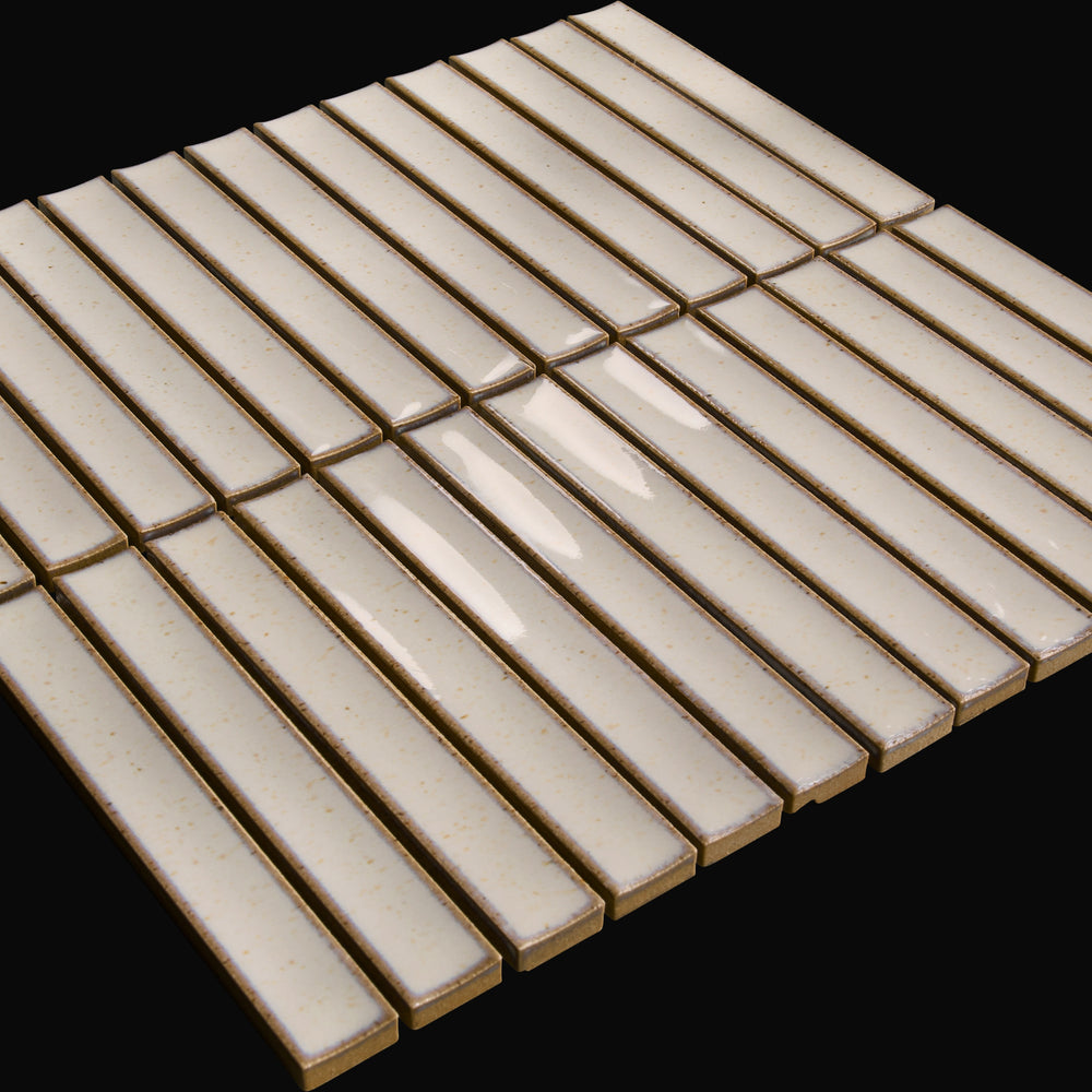 Yuki Border Japanese porcelain wall tile in Speckled White – Mittsu Japanese Tiles
