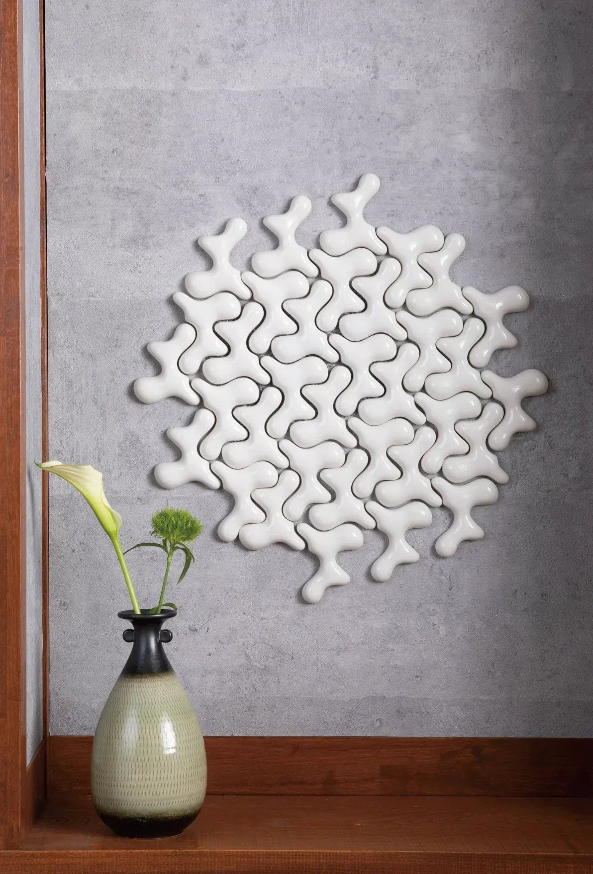Japanese ceramic wall tiles Amorphic Sample in White from Mittsu Japanese Tiles