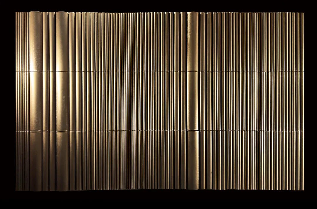 Japanese ceramic wall tiles Hikari Flow in Matt Gold from Mittsu Japanese Tiles