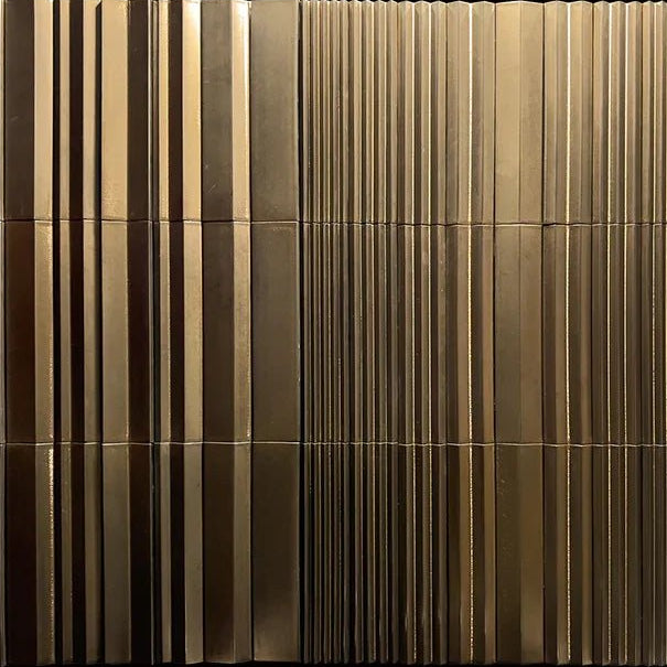 Japanese ceramic wall tiles Hikari Flow in Matt Gold from Mittsu Japanese Tiles