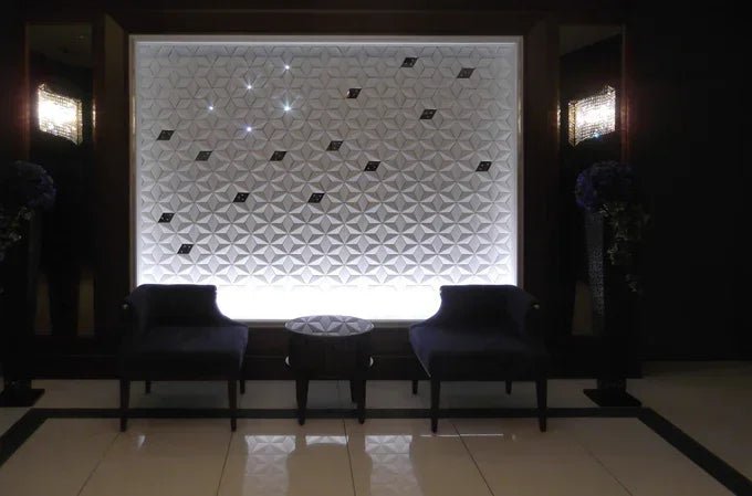 Japanese ceramic wall tiles Hishigata Sample in White from Mittsu Japanese Tiles