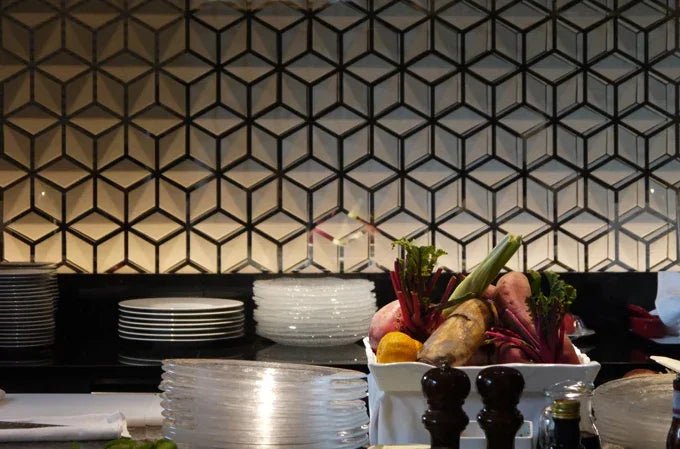 Japanese ceramic wall tiles Hishigata Sample in White from Mittsu Japanese Tiles