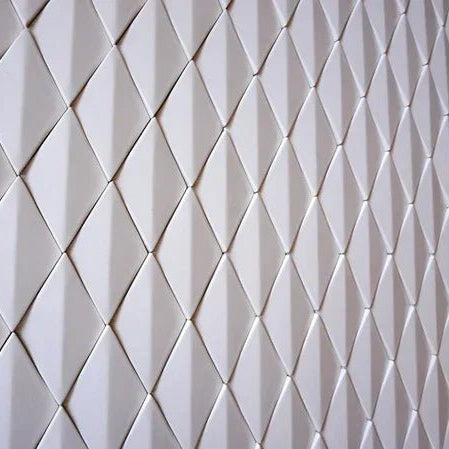 Japanese ceramic wall tiles Hishigata Sample in White from Mittsu Japanese Tiles